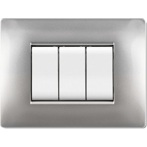 Placca Mylife Q 3 Mod. Alluminio Chiaro (Elettrocanali Cod. Ecl2883Ac) (1/2)