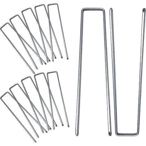 Packung mit 100 verzinkten Gartenpfählen (19,8 cm), geeignet für den Landschaftsbau und als robuste Rasenpfähle für Unkrautvlies, Bodendecker und Bewässerungsrohre.