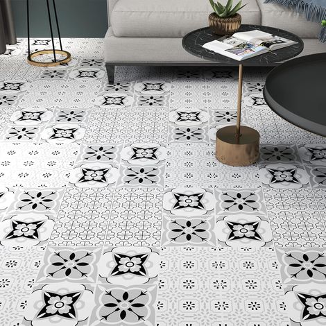 Dalle PVC Adhesive Sol Carreau de Ciment Carrelage Adhesif Sol Salon Cuisine Imperméable Credence Adhesive pour Cuisine 30x30 Carrelage Adhesif Mural Salle de Bain Gris Clair, 4 Dalles (1/5)