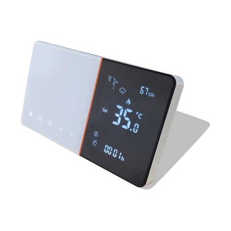 MeanWell Termostato WIFI Con Meteo Protocollo WIFI 2.4G TUYA, Smart Life Rettangolare Compatibile Con Scatola 502 e 503 Riscaldamento Caldaia a Gas Bianco / Nero 5A 95-240V IP20