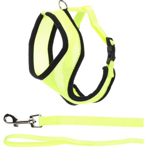 Harnais avec laisse Jaune fluo pour grand chat - Flamingo (1/3)