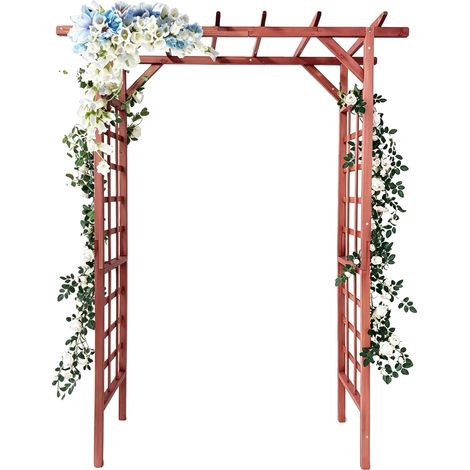 Arco da giardino, in legno massello di abete, elegante design ad arco, in teak piatto (1/2)