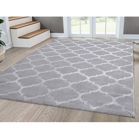 Mia's Teppiche Anna Tappeto Moderno per Soggiorno, a Pelo Corto, 12 mm, Poliestere, Grigio, 080x150 cm