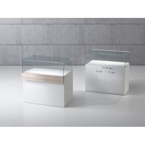 Banco In Legno con Teca In Cristallo Temperato 100 x 53 x 100 cm QF/10B (1/2)