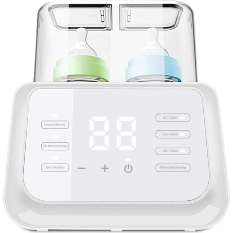 Chauffe-biberon, stérilisateur de biberons multifonctionnel, chauffe-plats et isotherme pour bébés, avec écran LCD, blanc. (1/5)