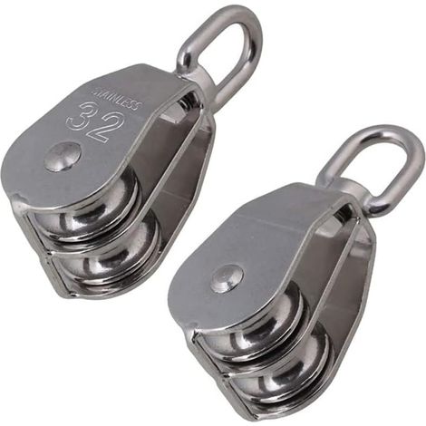 Poulie Pour Cable, Poulie De Levage, M32 Double Poulies En Acier Inoxydable 304, Charge Maximale 250Kg 5PCS