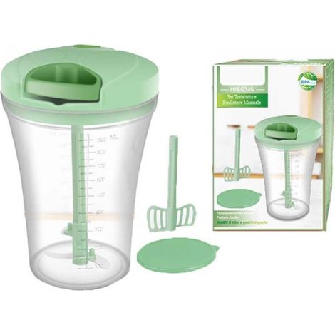 Tritatutto Manuale con Filo per Verdure Cipolle Patate Cubetti con Lame in Acciaio Inox Materiale BPA FREE Capacita 900mL