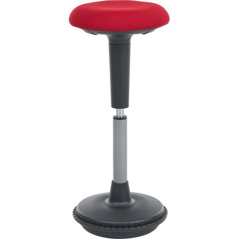 Office Wobble Stool Red Fabric Metal Frame Upholstered Adjustable Height Office Furniture ESTELL (1/5)