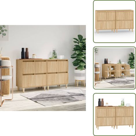 Sideboards 2 Stk. Sonoma-Eiche 60x35x70 cm Holzwerkstoff - Sideboard - Wohnzimmermöbel - Holzschrank - Regal - Aufbewahrungsraum (1/5)