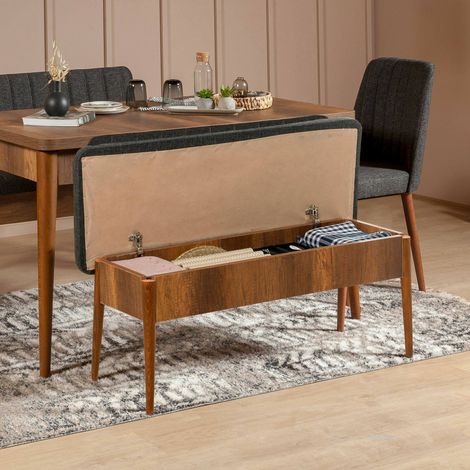Dmora - Mesa Dpalestr, Banco multiusos, Asiento de invitados, Cofre multifuncional, 110x40h85 cm, Nogal y Antracita (1/5)