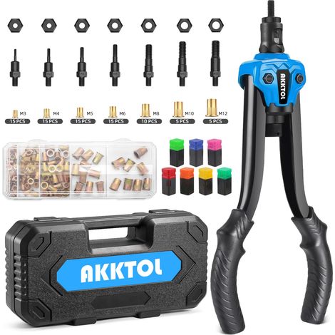 Pince à Insert Fileté avec Boîte de Rangement et Coffret Robuste – 7 Mandrins (M3 à M12), 80 Écrous à Sertir – Pour Réparation Auto (1/5)