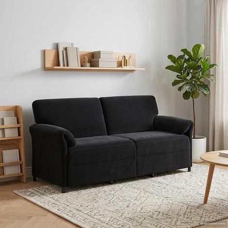 Sofá de 3 plazas Negro 198 x 83 x 95 cm Terciopelo