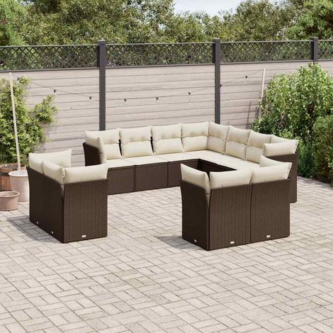 Set de sofás de jardín 11 pzas cojines ratán sintético marrón vidaXL (1/3)