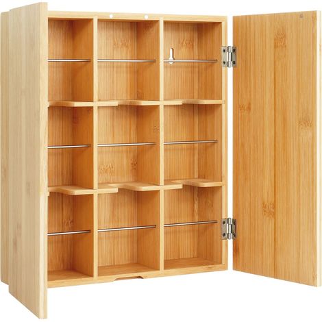 Boîte à thé élégante murale pour sachets rangement cuisine 30 x 20 x 10 cm en bambou naturel (1/4)