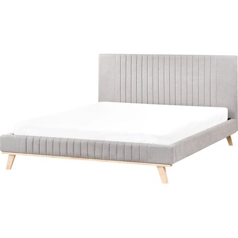 Letto matrimoniale in ciniglia grigio chiaro 160 x 200 cm Talence