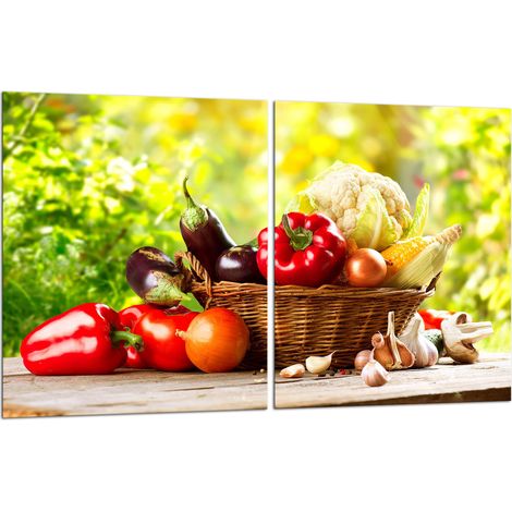 2 plaques de protection en verre pour cuisinière 40x52 légumes (1/5)