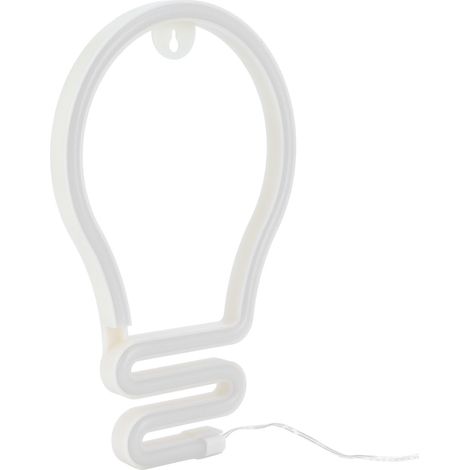 Lampe Néon LED Forme Ampoule pour Déco Murale Fête Noël Mariage, Alimentation USB/Pile, Couleur Chaude (1/5)