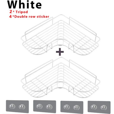 (Triangle blanc B 2 pièces) Étagère de rangement pour salle de bain, étagère d'angle sans perçage, support mural pour douche, organisateur d'accessoires de salle de bain, shampoing (1/5)
