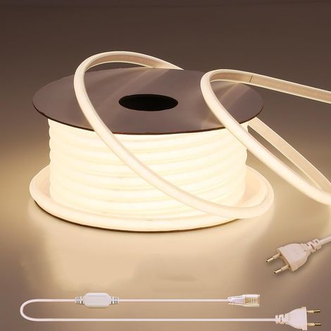 220V Ruban LED COB Exterieur Etanche 15M,4000K Blanc Naturel Flexible Découpable Bande LED CRI 80+ Sans Transformateur,pour Chambre,Gaming,Bureau,Pergola Extérieur (1/5)