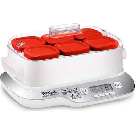 Tefal – Yaourtière 6 pots 140ml 450W – Technologie vapeur express 4h – 5 programmes pour desserts lactés et fromages blancs – Système d'égouttage exclusif