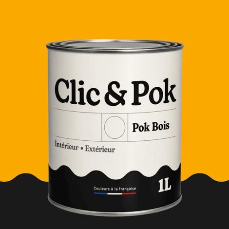 Peinture Bois Extérieur – POK BOIS - 1L - RAL 1003 - Jaune de sécurité- Résistante aux intempéries - Ne s'écaille pas