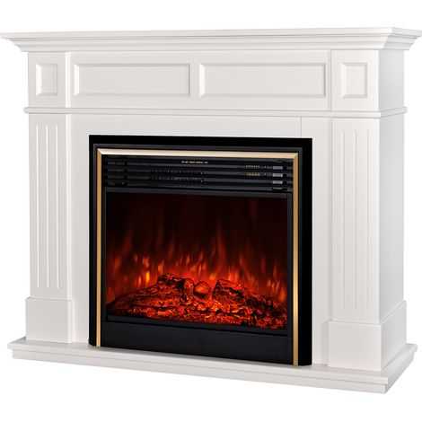 Camino Elettrico da Pavimento 100x132x30 cm Effetto Fiamma 1950W Sicilia & Richi Panna (1/4)