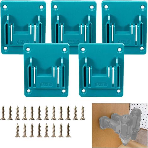 Support mural et perçu compatible avec et perceuses Makita 18V Li-ion, robustesse de fixation et ABS pour outils, idéal pour garage, atelier, camion utilitaire, 20 vis, 5 paquets (outil non inclus) (1/5)