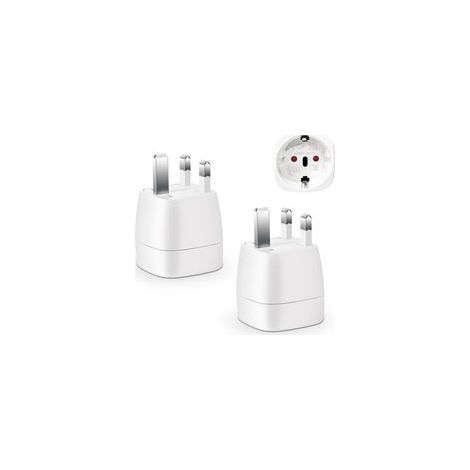 2 Pièces Adaptateur Prise Anglaise, Adaptateur de Voyage France vers UK, Adaptateur de Prise pour Irlande, Angleterre, Ecosse, Dubaï, Malte, Adaptateur Type G (Blanc) (1/4)