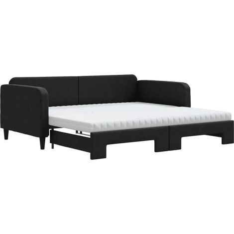 Maison Exclusive - Lit de jour avec gigogne et matelas noir 100x200 cm tissu