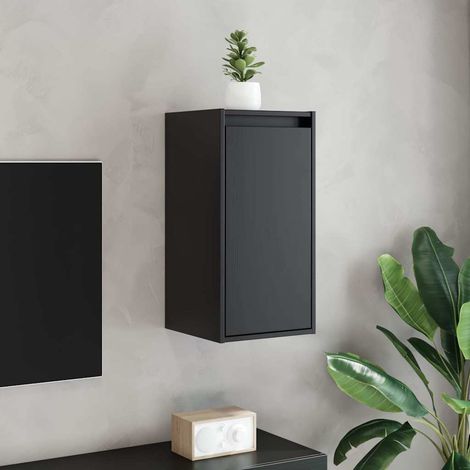 vidaXL Armarios de pared 2 uds madera maciza de pino negro 30x30x60 cm (1/5)