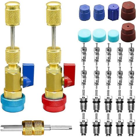 Kit de 31 outils d'installation et de démontage rapide des obus de valve R134A, outil de démontage des obus de valve de climatisation haute et basse pression (1/5)
