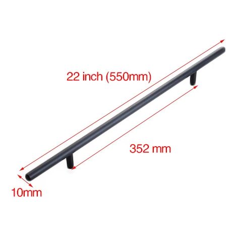 Poignée droite en forme de T pour porte de cuisine (56 cm), quincaillerie pour meubles en acier inoxydable (1/5)