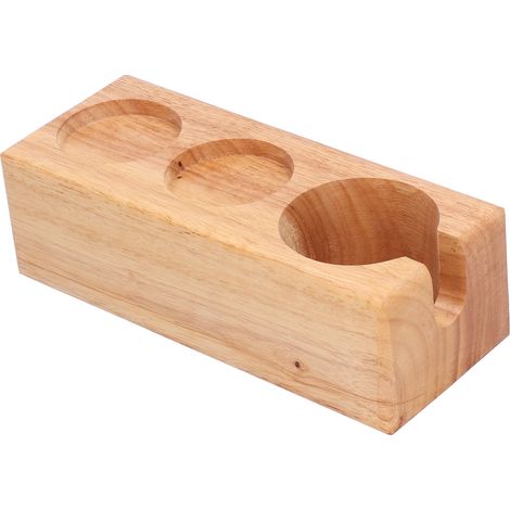 Porte-filtre à café en bois à 3 compartiments avec support et base pour tasseur, pour bar/comptoir, couleur bois, ouverture latérale. (1/5)