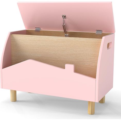 COSTWAY Coffre à Jouets avec Couvercle Amovible pour Enfants (Ouvert,Rose) (1/5)