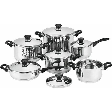 Batterie De Cuisine Antiadhésive Bavaria 12 Pièces Acier Inoxydable 18/10 Couvercles