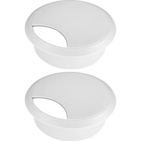 – Passe-câble encastrable 70mm pour bureau – Plastique blanc – Gestion câbles ordinateur et écran – Installation discrète et esthétique (1/5)