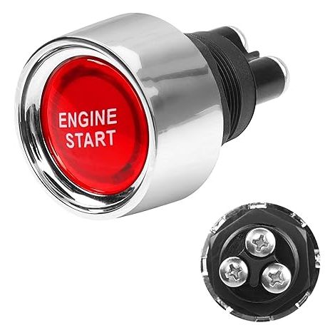 12 V 50 A Universal-Druckstart-Zündschalter, Start-Stopp-Taste, Motorschalter, Stromzündung, Ersatz-Druckknopfschalter, LED-Automotor-Start-Stopp-Taste für Auto, Wohnmobil, LKW, Boot, Marine (1/5)