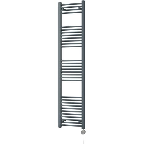 Zennor - Anthracite Electric Towel Rail H1800mm x W400mm Curved 600w Thermostatic (1/3)