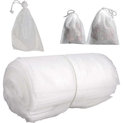 Sacs de protection pour fruits, lot de 100 sacs de protection en tissu non tissé pour raisins, filet barrière avec cordon de serrage pour protéger les plantes, les graines, les fruits, les fleurs et l