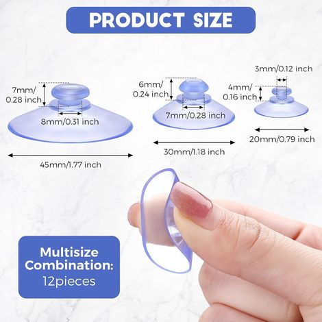 Paquet De 12 Ventouses Transparentes Sans Crochets 45 mm 30 mm 20 mm De Fenêtre À Tête De Champignon À Boutons (1/5)