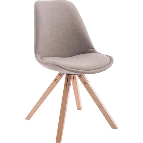 Chaise de salle à manger design scandinave en tissu taupe et pieds en bois clair forme carré 100003461