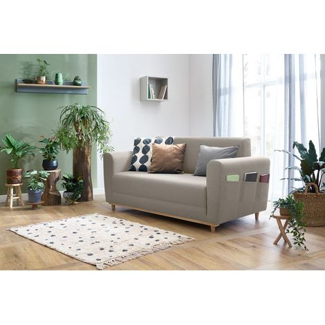 BOBOCHIC XS - Canapé droit convertible déplimousse PIGALLE Beige (1/5)