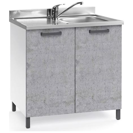 Sottolavello cucina componibile con ante 80 cm cemento.