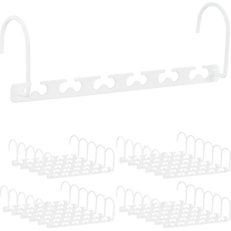 24 x Metall Raumsparbügel, 360° drehbare Haken, Organizer für je 6 Bügel, platzsparender Multibügel, 26 cm breit, weiß (1/5)