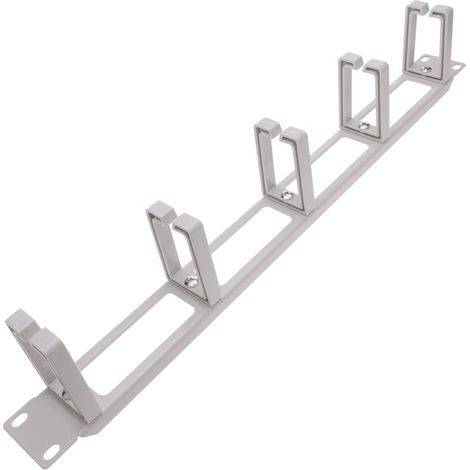 RackMatic - Guide câbles pour serveur rack 19" 1U Panneau de gestion de câbles avec 5 anneaux blanc (1/5)