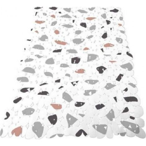 Trade Shop - Tappeto Vasca Bagno Doccia 38x69cm Antiscivolo Bianco Multicolor Graniglia 69838 - (1/2)