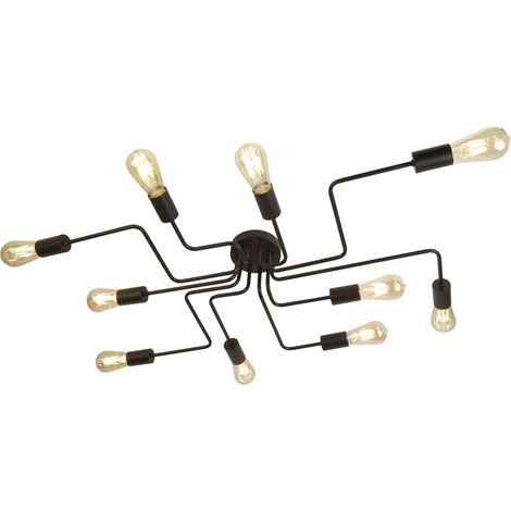 Plafoniera Circuit 10 Flame a filo soffitto, verniciata nero opaco nero opaco, dimmerabile (1/4)