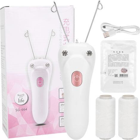 Épilateur électrique à fil de coton rechargeable USB, rose, pour le visage et le corps-AquaForge