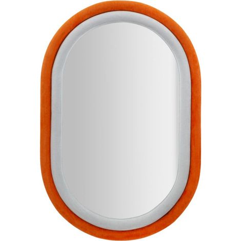 Miroir Mural en Velours "Anthony" 90cm Gris & Orange (1/5)