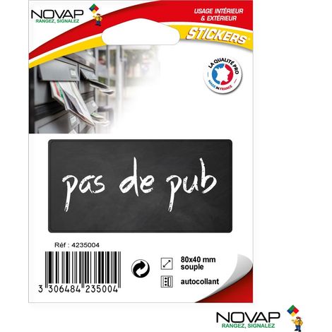 Sticker Pas de publicité - modèle ardoise - 80 x 40 mm - 4235004